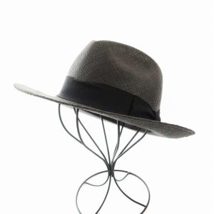 麦わら帽子 パナマ帽 ハット 黒 ブラック グレー NOX00142 /RO