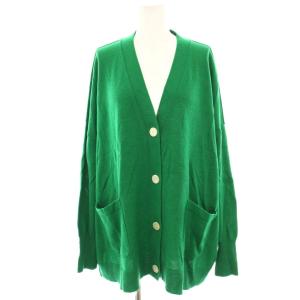 Vネックビッグカーディガン ウール 長袖 緑 グリーン 21080220514140 /HN