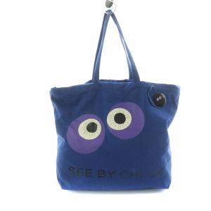 トートバッグ キャンバス 缶バッチ付き ブルー /NQ OH