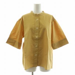 シャツ ブラウス 半袖 バンドカラー 2 マスタード 595-8152507 /NQ