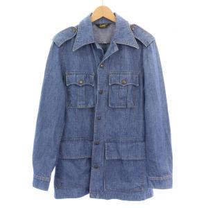 70s 三角タグ カバーオール デニムジャケット アウター ミドル丈 M-L 青 ブルー /BB