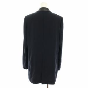 BEIGE 21SS テーラードジャケット ダブル アウター フェイクレザー 4 紺 ネイビー 黒 ブラック JKCWIM0709