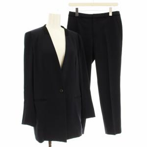 スーツ セットアップ HW0100 薄手 ノーカラー ジャケット パンツ 4 ネイビー 紺 /G