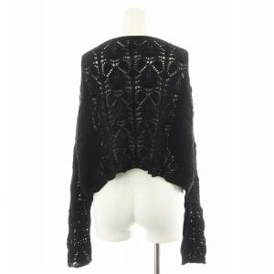 Spick&Span 24AW ギマコットン透かし編みボートネックニット 長袖 黒 ブラック 24080200555030 /AN15