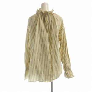 SLOBE IENA 24AW タイプライターフリルカラーブラウス シャツ ストライプ 長袖 ベージュ 青 ブルー 24-051-912-4050-3-0