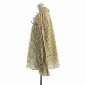 SLOBE IENA 24AW タイプライターフリルカラーブラウス シャツ ストライプ 長袖 ベージュ 青 ブルー 24-051-912-4050-3-0