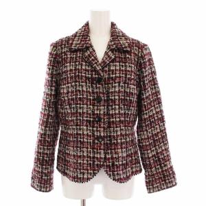 ツイードジャケット アウター 13 黒 ボルドー 白 0805337 /YM