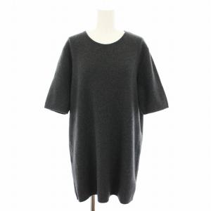 ニット セーター チュニック丈 半袖 ヴィンテージ アンゴラ混 L チャコールグレー /YT