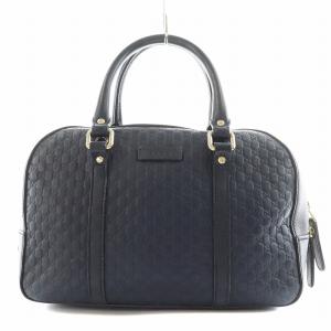 マイクログッチシマ ハンドバッグ レザー ネイビー 510286