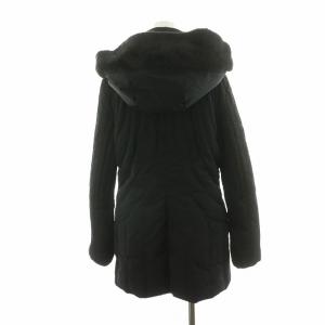 ARMANI JEANS ダウンコート キルティング アウター ロング フーディー 44 ブラック /NQ