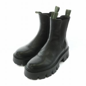 サイドゴアブーツ トラックソール ショート CERVO NERO レザー 39 ブラック PAMELA1343