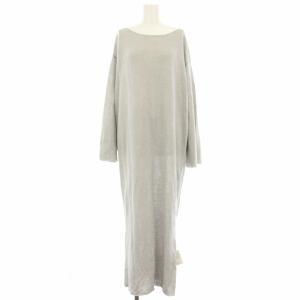 20SS ワンピース ロング 長袖 ロングカーディガン 2way 麻 リネン タグ付き F ライトグレー