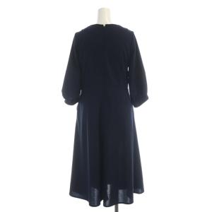 KUMIKYOKU 組曲 24SS ライトアムンゼンジャージー ワンピース マキシ ロング 五分袖 S2 紺 ネイビー OPW2CM0436