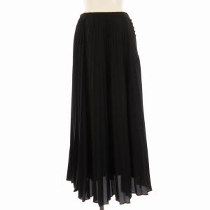 プリーツスカート ロング フレア 36 黒 ブラック /EE