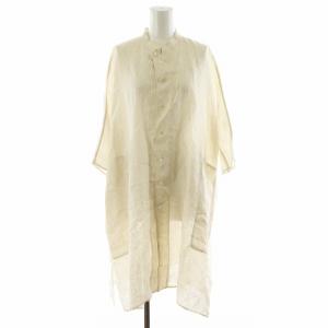 シャツ ブラウス ロング丈 長袖 麻 リネン M ベージュ J0542FB702 /AN41