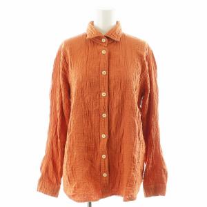 シャツ ブラウス 長袖 キルティング コットン 2 オレンジ /AN47
