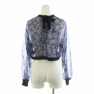 EPOCA シャツ ブラウス 長袖 花柄 シアー ショート丈 シースルー フラワーモチーフ リボン 40 パープル