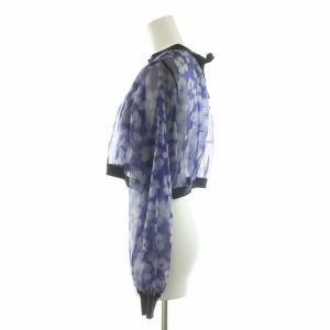 EPOCA シャツ ブラウス 長袖 花柄 シアー ショート丈 シースルー フラワーモチーフ リボン 40 パープル