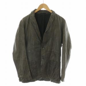 テーラードジャケット ライダース レザー 革ジャン 羊革 本革 48 ブラウン M1E99-517-08