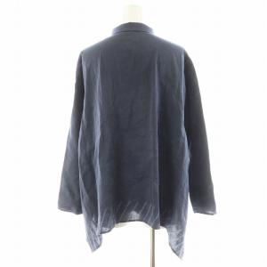 JURGEN LEHL シャツ ブラウス 長袖 麻 リネン 絹 シルク混 M 紺 ネイビー J0171FB302 /AN46