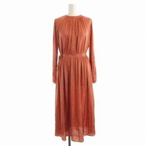 ワンピース ロング サテン 長袖 36 ピンク /EE