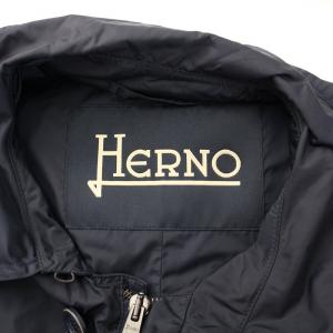 HERNO ナイロンジャケット ステンカラー アウター ミドル丈 フード 50 紺 ネイビー /BB