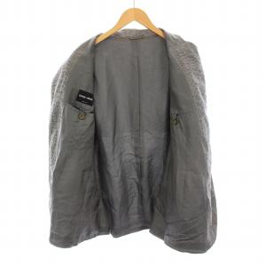 GIORGIO ARMANI テーラードジャケット ボーダー リネン ナイロン 52 グレー /YM