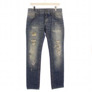 14GOLD クラッシュデニムパンツ ジーンズ ジップフライ ダメージ加工 46 青 ブルー G46KLD