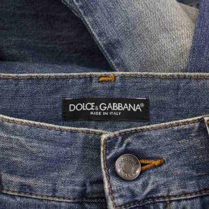 DOLCE&GABBANA 14GOLD クラッシュデニムパンツ ジーンズ ジップフライ ダメージ加工 46 青 ブルー G46KLD