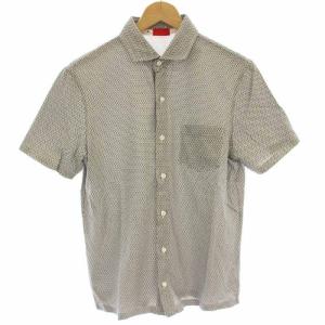 半袖 シャツ 総柄 ドット S 白 黒 /G