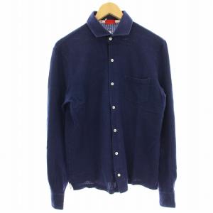 シャツ 長袖 エンボス加工 S ネイビー 紺 /G