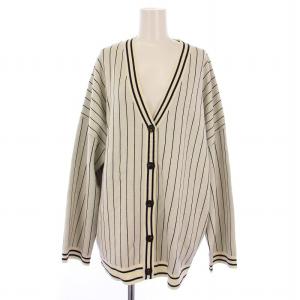 MILANO KNIT CARDIGAN ニット カーディガン 長袖 Vネック ストライプ柄 ロゴ M
