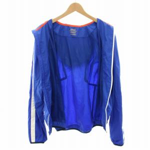 POLO RALPH LAUREN ナイロンジャケット ジップアップパーカー アウター ビッグポニー ロゴ刺繍 L 青 ブルー 白 ホワイト