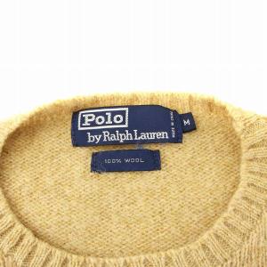 Polo by Ralph Lauren ニット セーター 長袖 クルーネック ロゴ刺繍 ウール M キャメル M030-0001 /KU