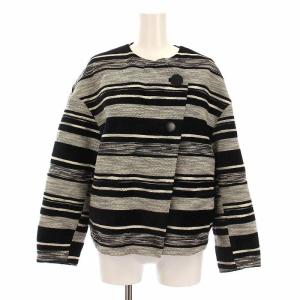 ノーカラージャケット ボーダー アウター 36 黒 白 531-7250019 /YM