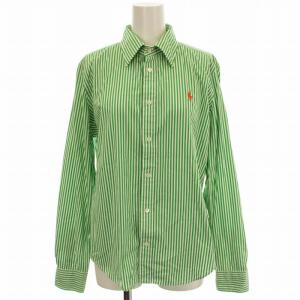 シャツ ストライプ ブラウス 長袖 5 緑 グリーン /G