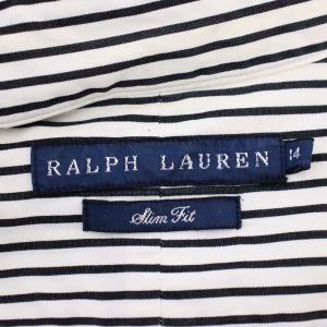 RALPH LAUREN シャツ ストライプ ブラウス 長袖 14 ネイビー 白 /G