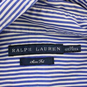 RALPH LAUREN ストライプ シャツ ブラウス 長袖 14 青 ブルー /G