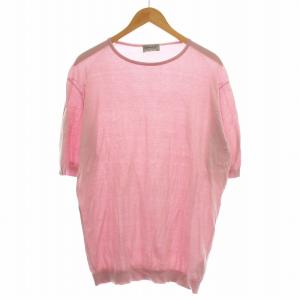 半袖 ニット コットン Tシャツ カットソー XL ピンク /G