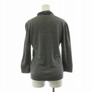 BURBERRY LONDON ニット カットソー 長袖 絹 シルク ボウタイ付き チェック 1 グレー B1N16-528-08 /NQ