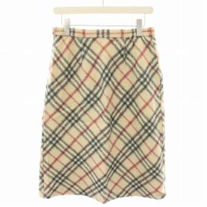 BURBERRY LONDON スカート ロング ミモレ フレア ノバチェック 13 ベージュ 黒 ブラック 赤 レッド FXB41-091