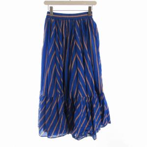 フレアスカート マキシ ロング ストライプ 36 青 ブルー オレンジ 1524-199-4623 /RO