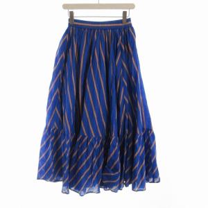 UNITED ARROWS フレアスカート マキシ ロング ストライプ 36 青 ブルー オレンジ 1524-199-4623 /RO