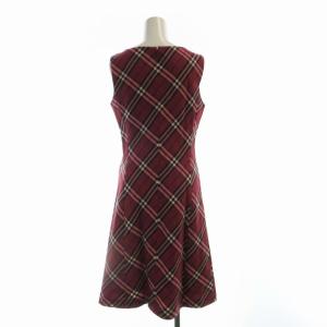 BURBERRY BLUE LABEL ワンピース ひざ丈 チェック ノースリーブ 38 赤 レッド 白 ホワイト FMF06-520 /RO