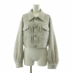 24SS ツィードステンカラージャケット ショート丈 0 ライトグレー FWFJ241232 /NQ