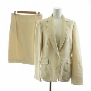 バーズアイスタンドカラージャケット セットアップ タイトスカート シングル ひざ丈 3 4 アイボリー