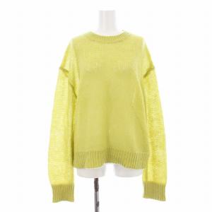 24AW ローゲージオーバーサイズモヘアニットプルオーバー セーター 長袖 ウール混 0 黄緑 09WNT244309