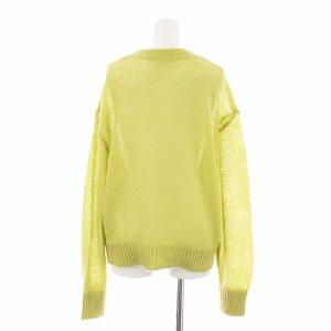 MILA OWEN MILAOWEN 24AW ローゲージオーバーサイズモヘアニットプルオーバー セーター 長袖 ウール混 0 黄緑 09WNT244309