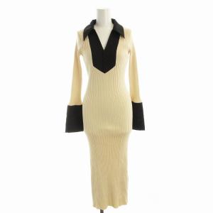 シャツカラーリブニットワンピース ロング 長袖 3 ベージュ FWNO231111 /EE