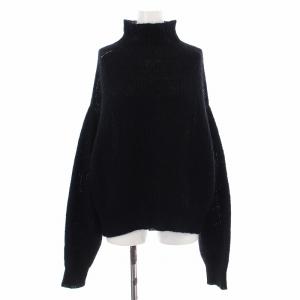 24AW タートル畦プルオーバー ニット セーター 長袖 ウール混 モヘヤ混 黒 ブラック 24080140744040